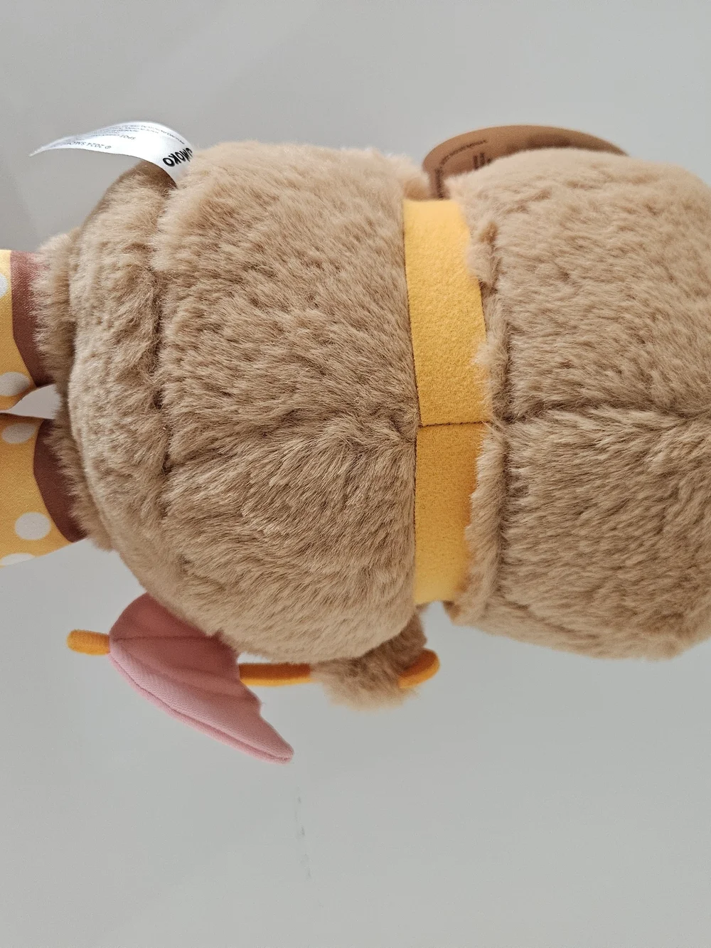 Plush Brown Monster Stuffed Animal with Pink & Yellow Accents